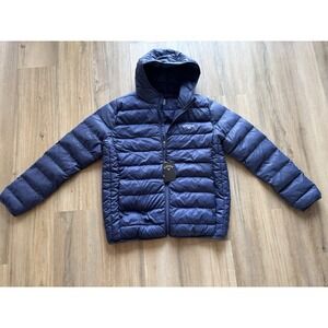 Callaway Golf Channel Quilted Puffer Jacket Hood Blue Size S Zip Pockets NWT!